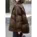 Style Coffee Peter Pan Collar Patchwork Winter Down Coat