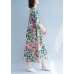 Loose rose dotted prints cotton linen Wardrobes short sleeve Kaftan summer Dress