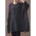 Vintage winter gray knitted blouse plus size Hole knit tops