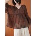 Natural floral clothes For Women v neck asymmetric summer blouses