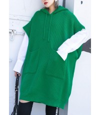 For Spring green sweaters trendy plus size hooded pockets tops