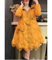 Luxury Yellow Bow Nail bead Casual Winter Duck Down Winter Coats