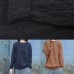 Oversized black gray knit blouse side open casual o neck sweaters