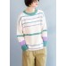 Vintage winter beige sweaters Loose fitting patchwork color knitted top