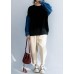 Women black Blouse patchwork sleeve fashion winter knitted blouse