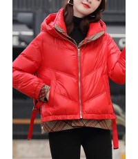 Club Red hooded Patchwork Thick Winter Duck Down Jackets