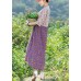 Modern purple patchwork Cotton clothes v neck Plus Size summer floral Dresses