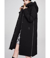 Loose Black zippered Pockets Warm Casual Winter Duck Down down coat